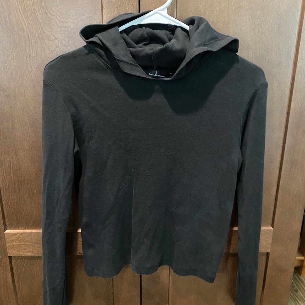 Moda L/S tee hoodie black XS t-shirt